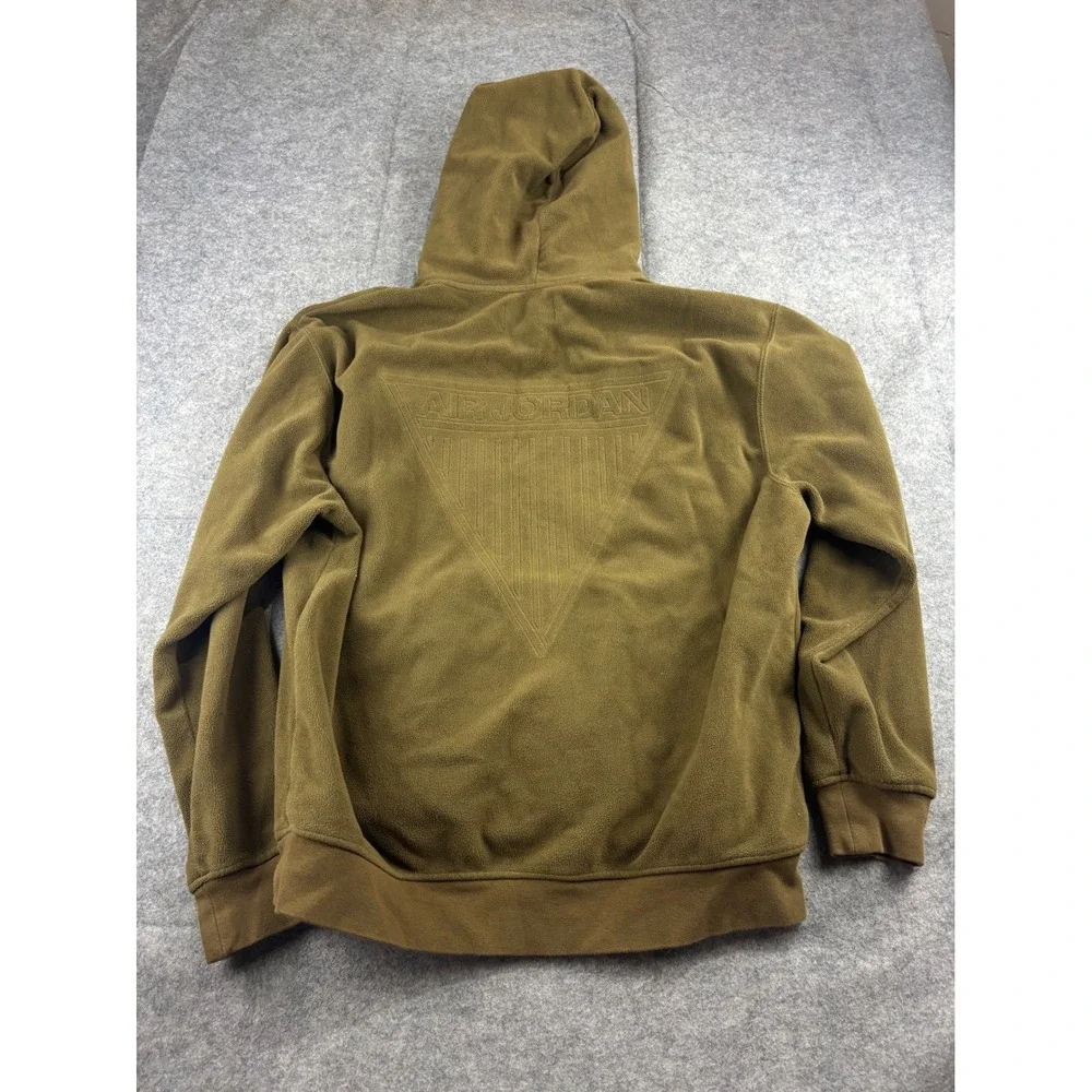 Nike Air Jordan Essentials Fleece Hoodie Mens Medium Olive Brown Pullover Snap